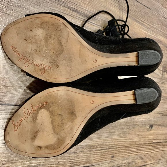 Sam Edelman 'Santina' Lace-Up Wedge Sandal Suede 6 - Picture 4 of 4